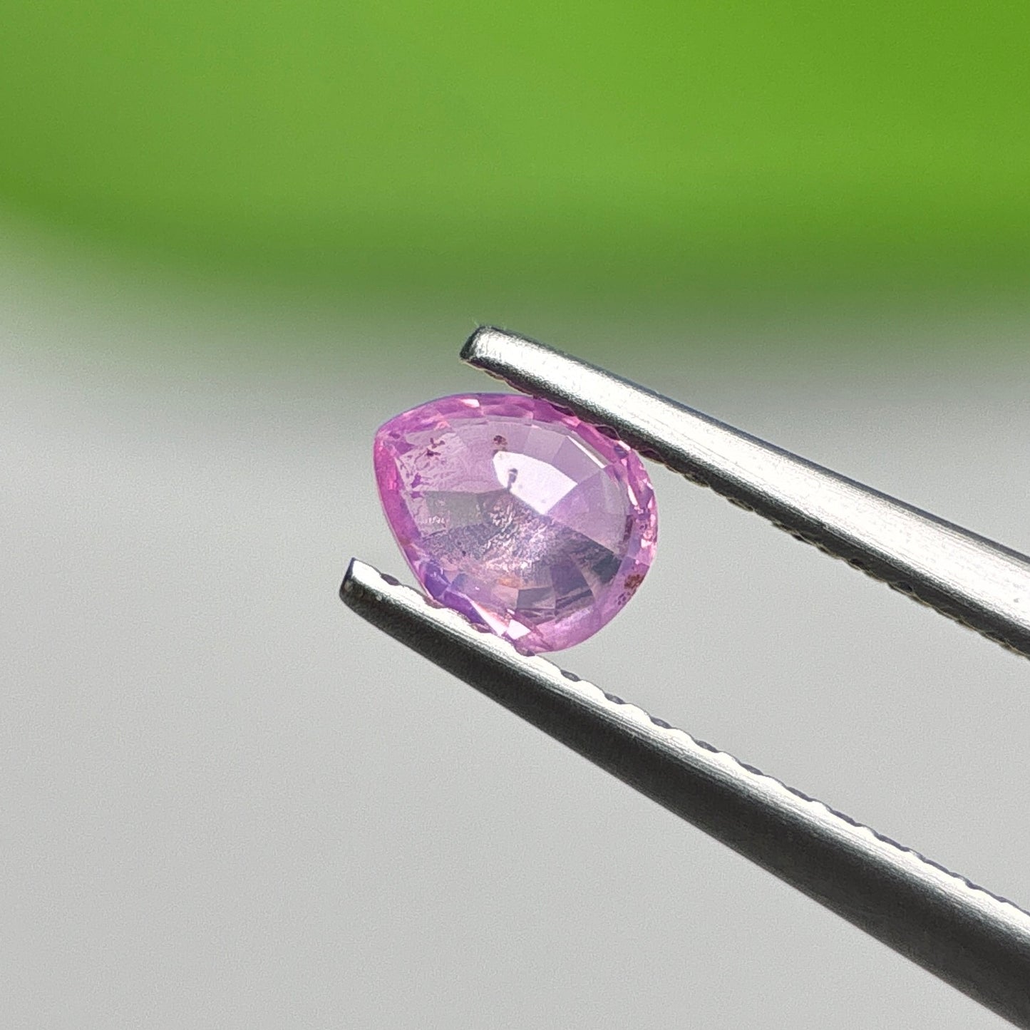 0.48 ct Natural Purplish Pink Milky Sapphire Vietnam. Pear Shape. No treatment.