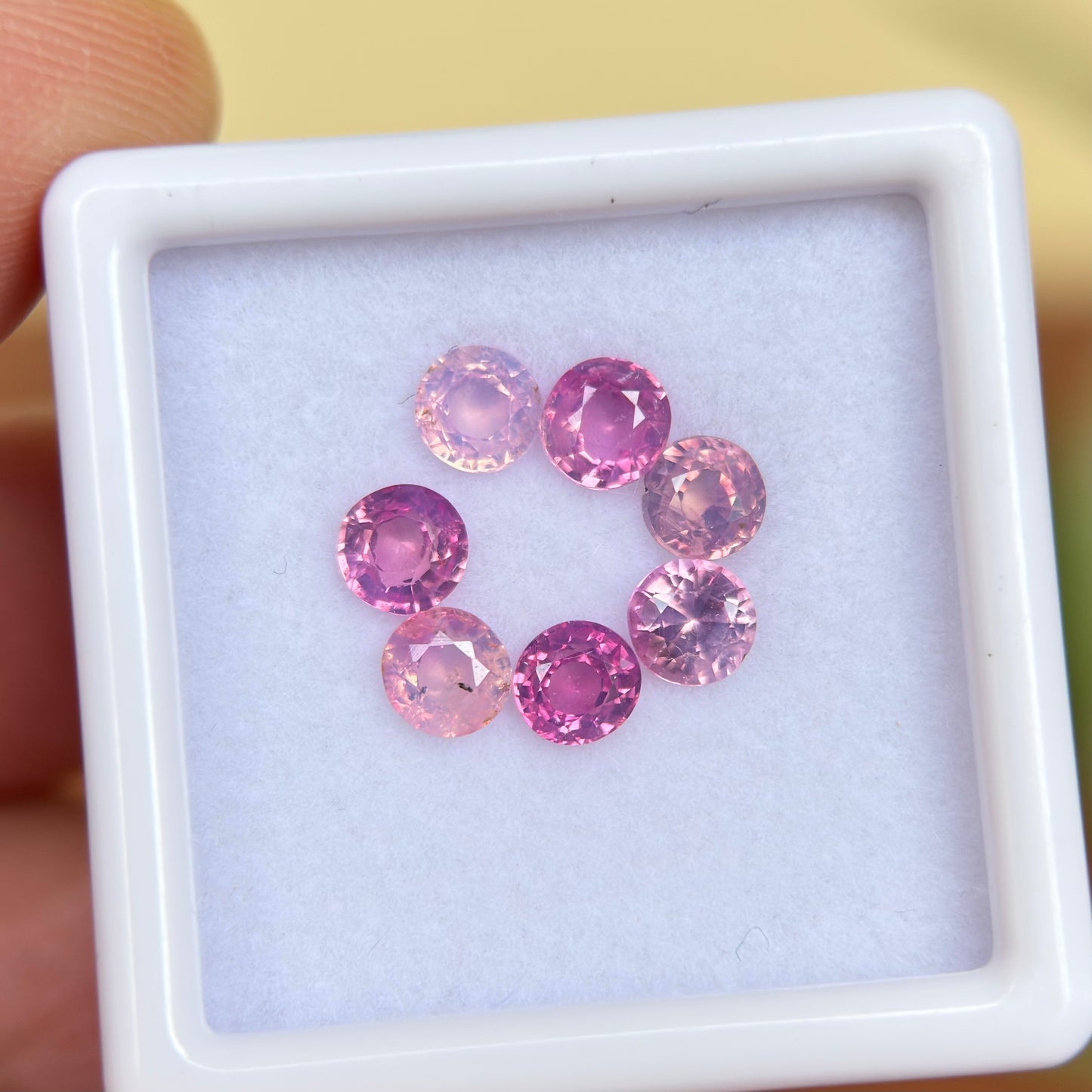 2.07ct/7Pcs Natural Pink Milky Sapphire Vietnam. Round Shape.