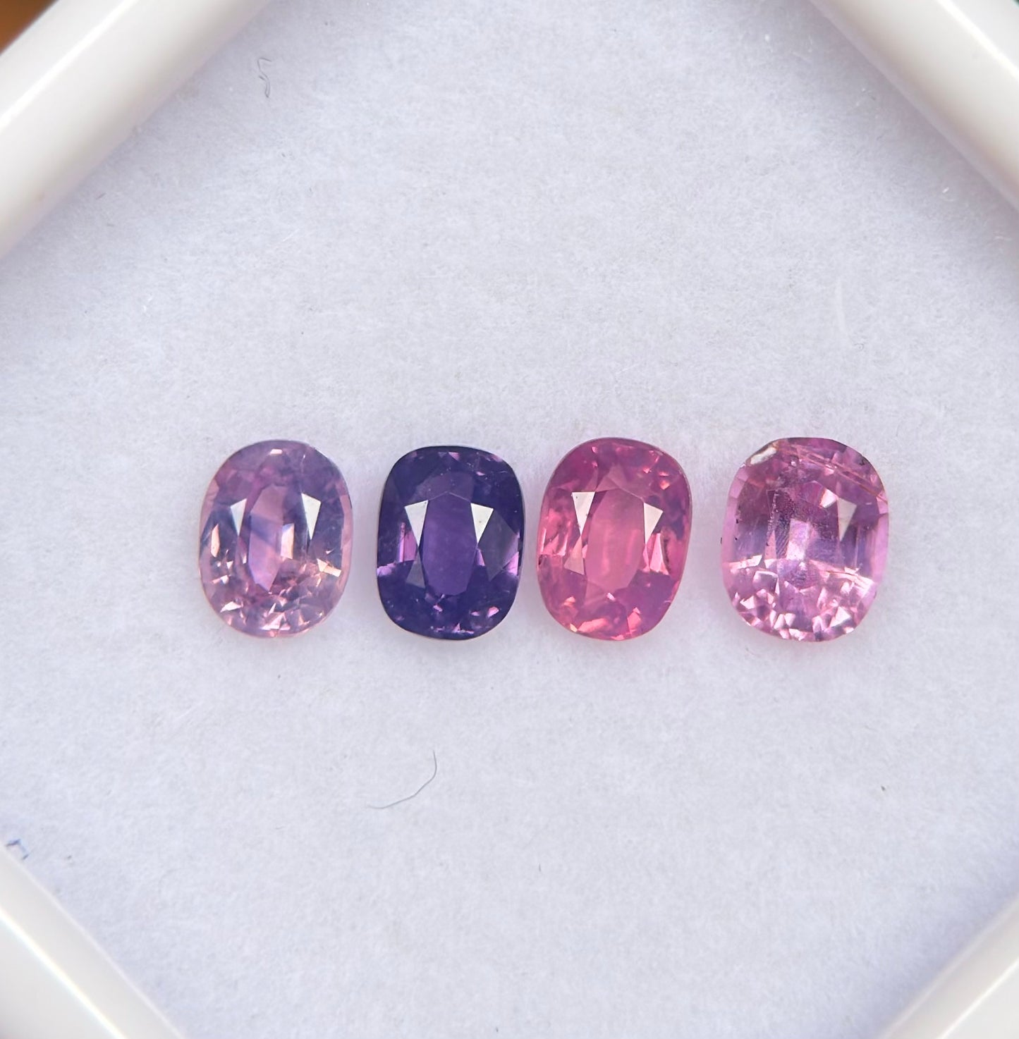1.06ct/4Pcs Natural Mix Color Milky Sapphire Vietnam. Cushion Shape.
