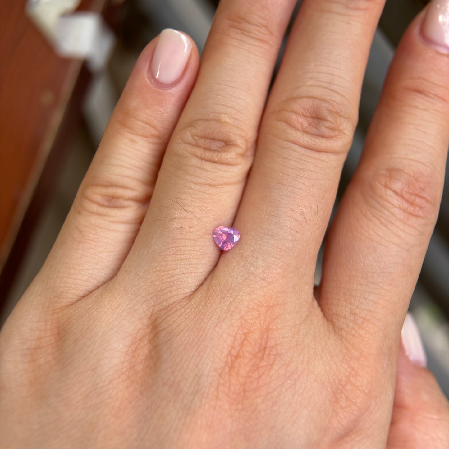 0.42 ct Natural Pink Milky Sapphire Vietnam. Heart Shape. No Treatment.