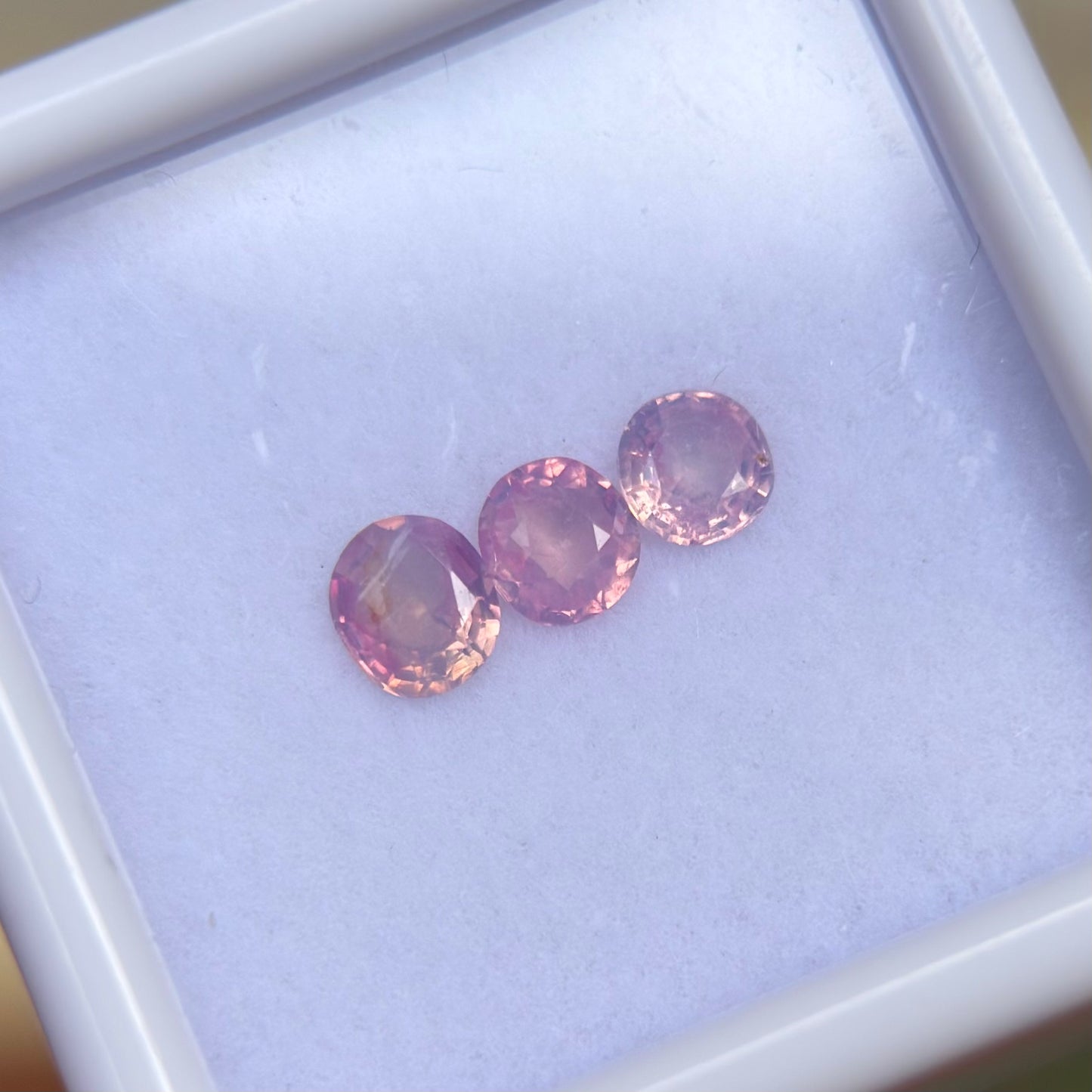 0.77 ct /3Pcs Natural Pink Milky Sapphire Viet Nam. Cushion Shape. No treatment.