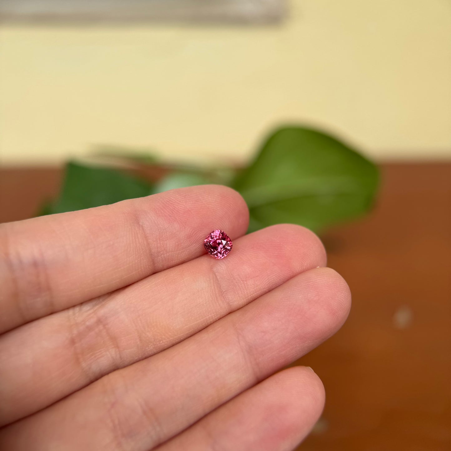 0.73ct Natural Pink-Orange Spinel Vietnam. Cushion Shape.
