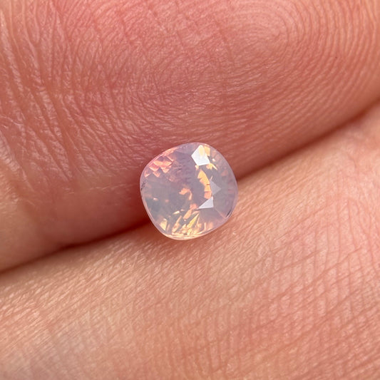 0.57ct Natural Pinkish White Milky Sapphire Vietnam. Cushion Shape. Unheat