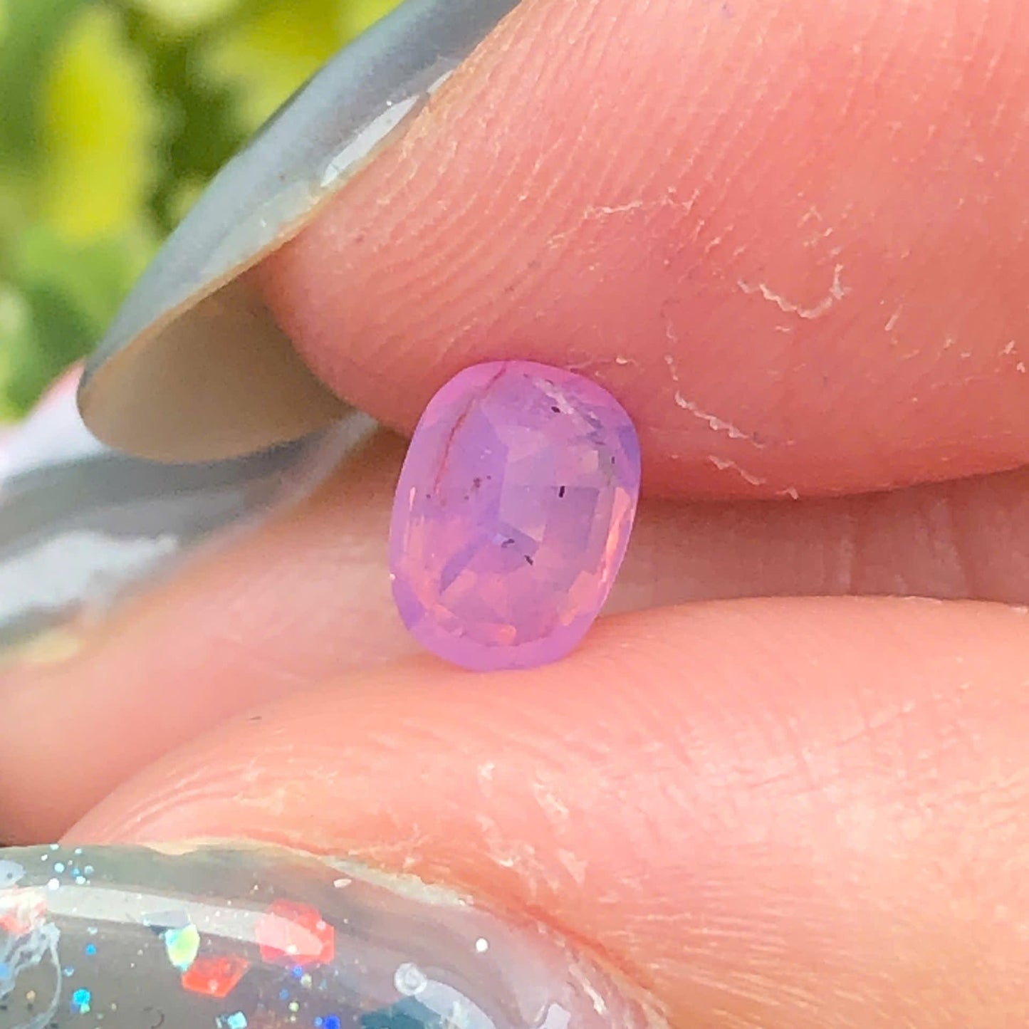 0,62ct Natural Purple Pink Milky Sapphire Vietnam. Cushion Shape. No Treatment Milky Sapphire Luc Yen.