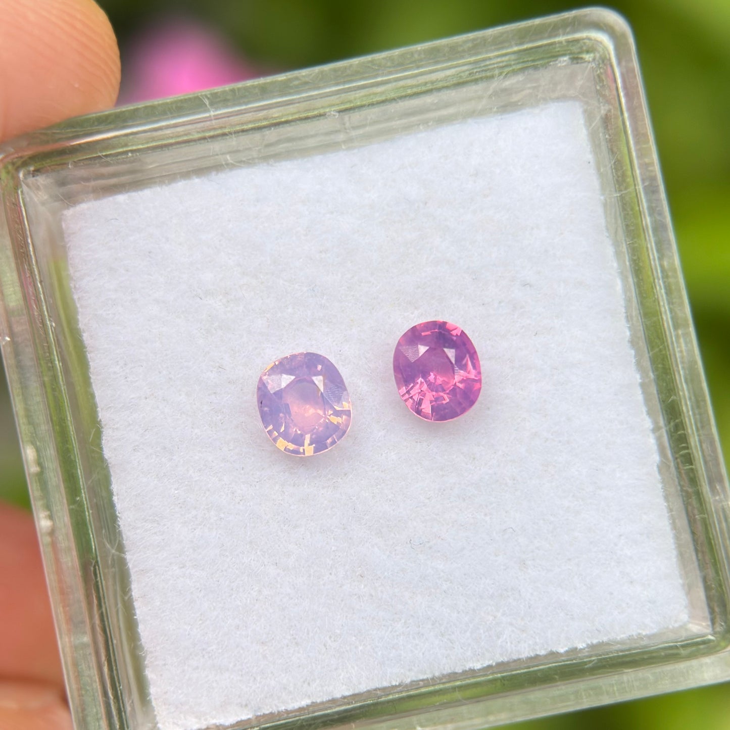 0.56 ct / 2Pcs Natural Pink Milky Sapphire Viet Nam. Cushion Shape. No treatment.
