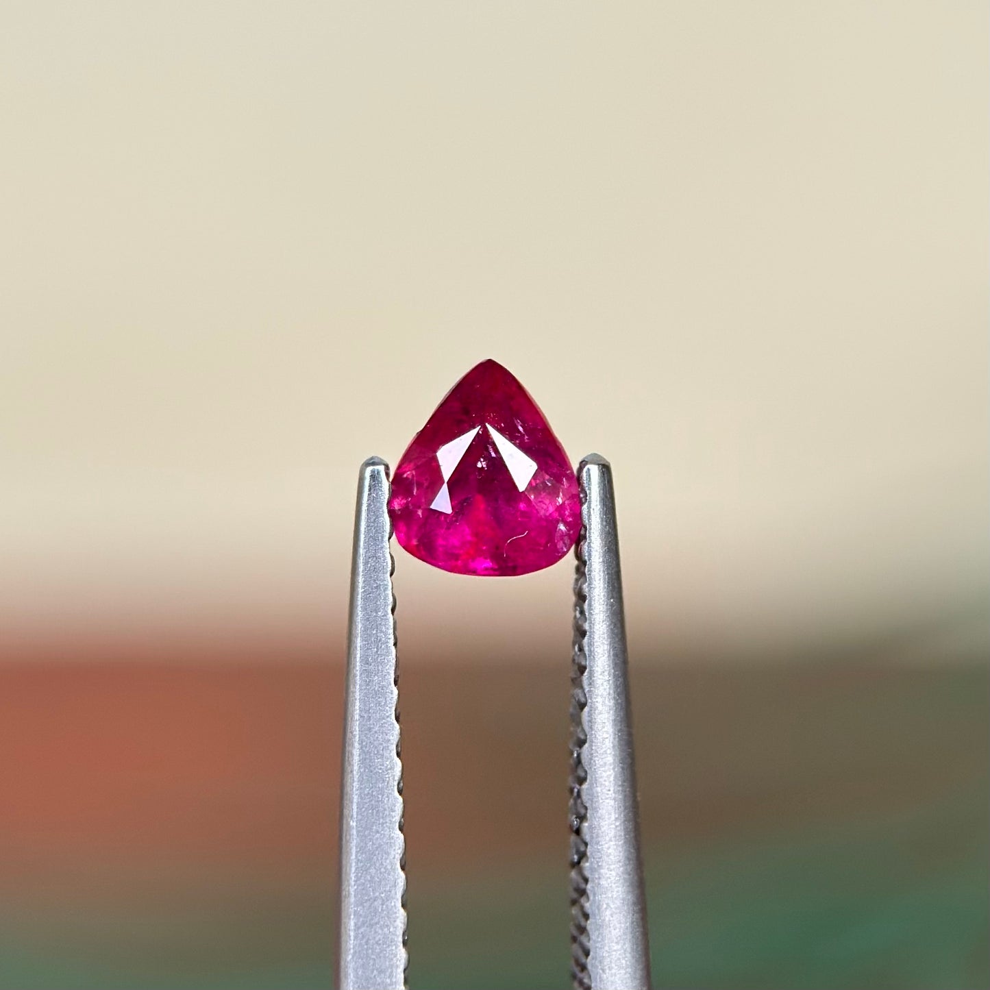 0.45 ct Natural Ruby Viet Nam. Pear Shape. No treatment.