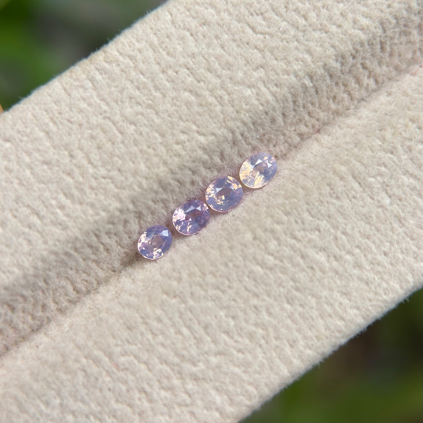 0.63ct / 4Pcs Natural Pinkish White Milky Sapphire Viet Nam. Cushion Shape. No treatment.