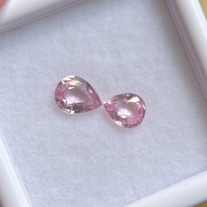 0.73 ct/ 2Pcs Natural Pink Spinel Vietnam. Pear Shape. No Treatment.
