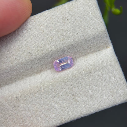 0.62 ct Natural Light Pink Milky Sapphire Vietnam. Emeral Shape. No Treatment.