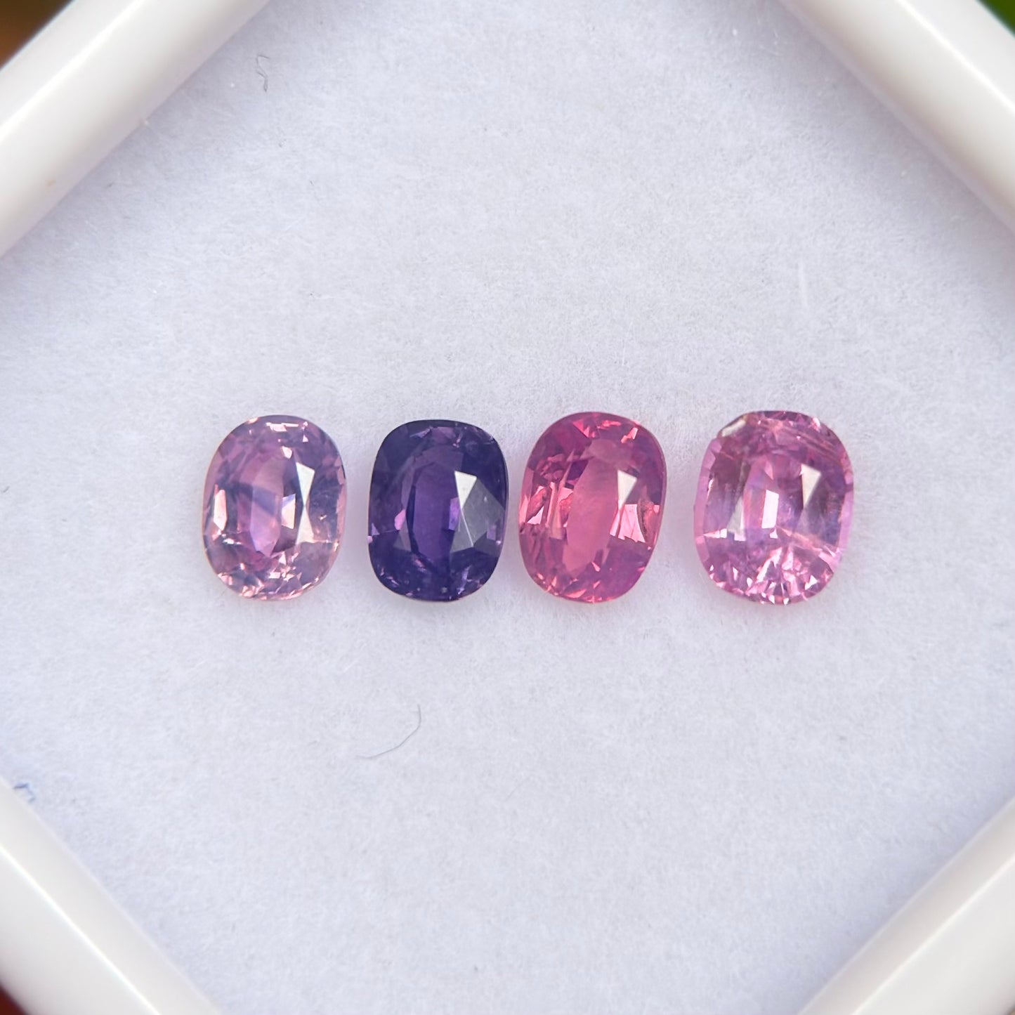 1.06ct/4Pcs Natural Mix Color Milky Sapphire Vietnam. Cushion Shape.