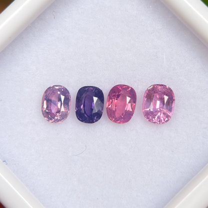 1.06ct/4Pcs Natural Mix Color Milky Sapphire Vietnam. Cushion Shape.