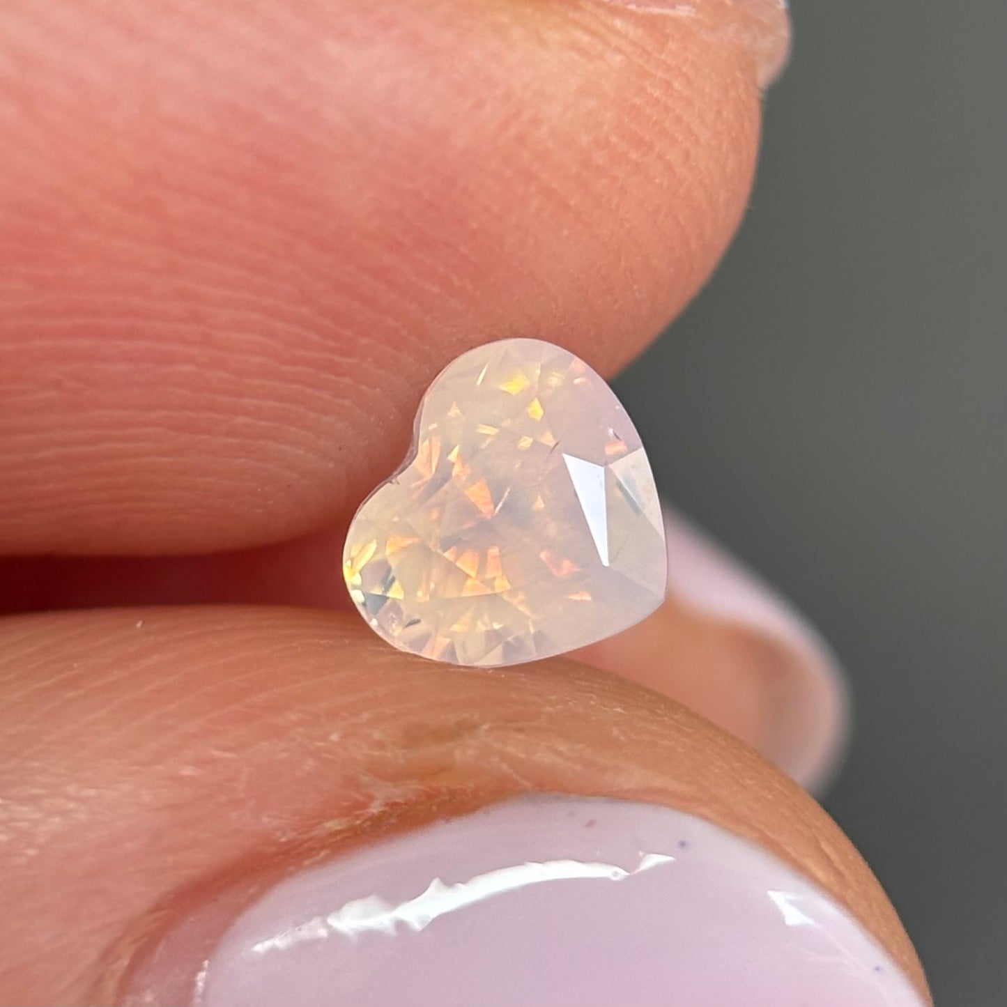 1.0ct Natural White Milky Sapphire Vietnam. Heart Shape. No Treatment.