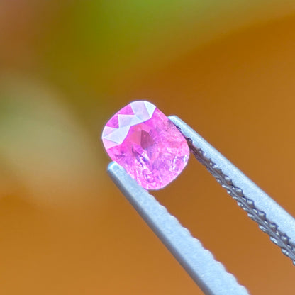0.39 ct Natural Purplish Pink Milky Sapphire Vietnam. Cushion Shape. Unheat.