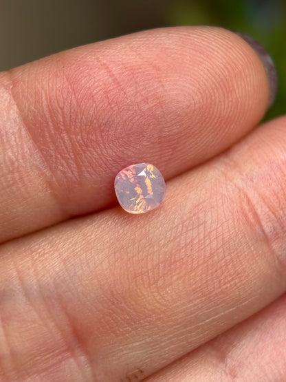 0.57ct Natural Pinkish White Milky Sapphire Vietnam. Cushion Shape. Unheat