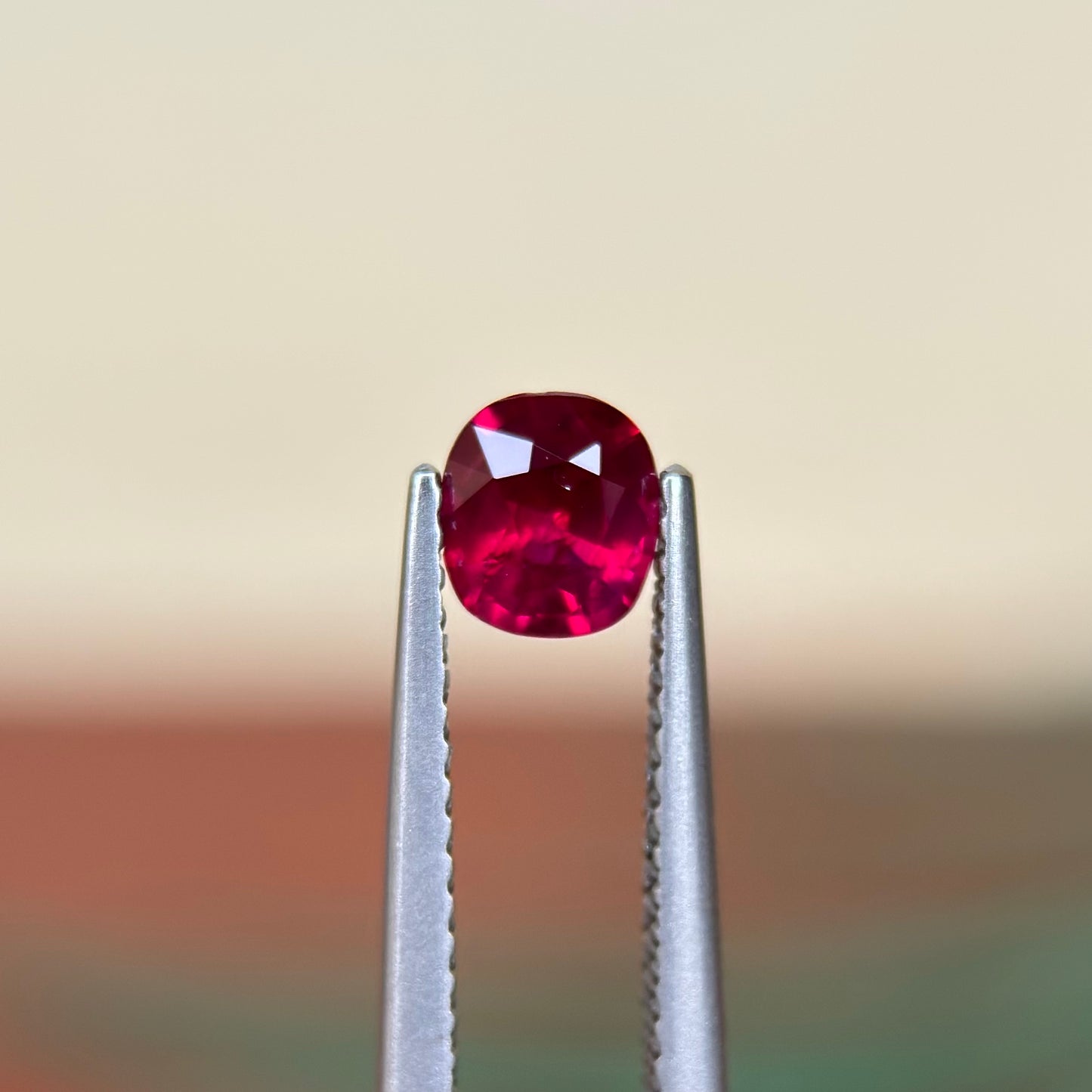 0.65 ct Natural Ruby Pigeon Blood Viet Nam. Cushion Shape. No treatment.