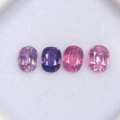 1.06ct/4Pcs Natural Mix Color Milky Sapphire Vietnam. Cushion Shape.