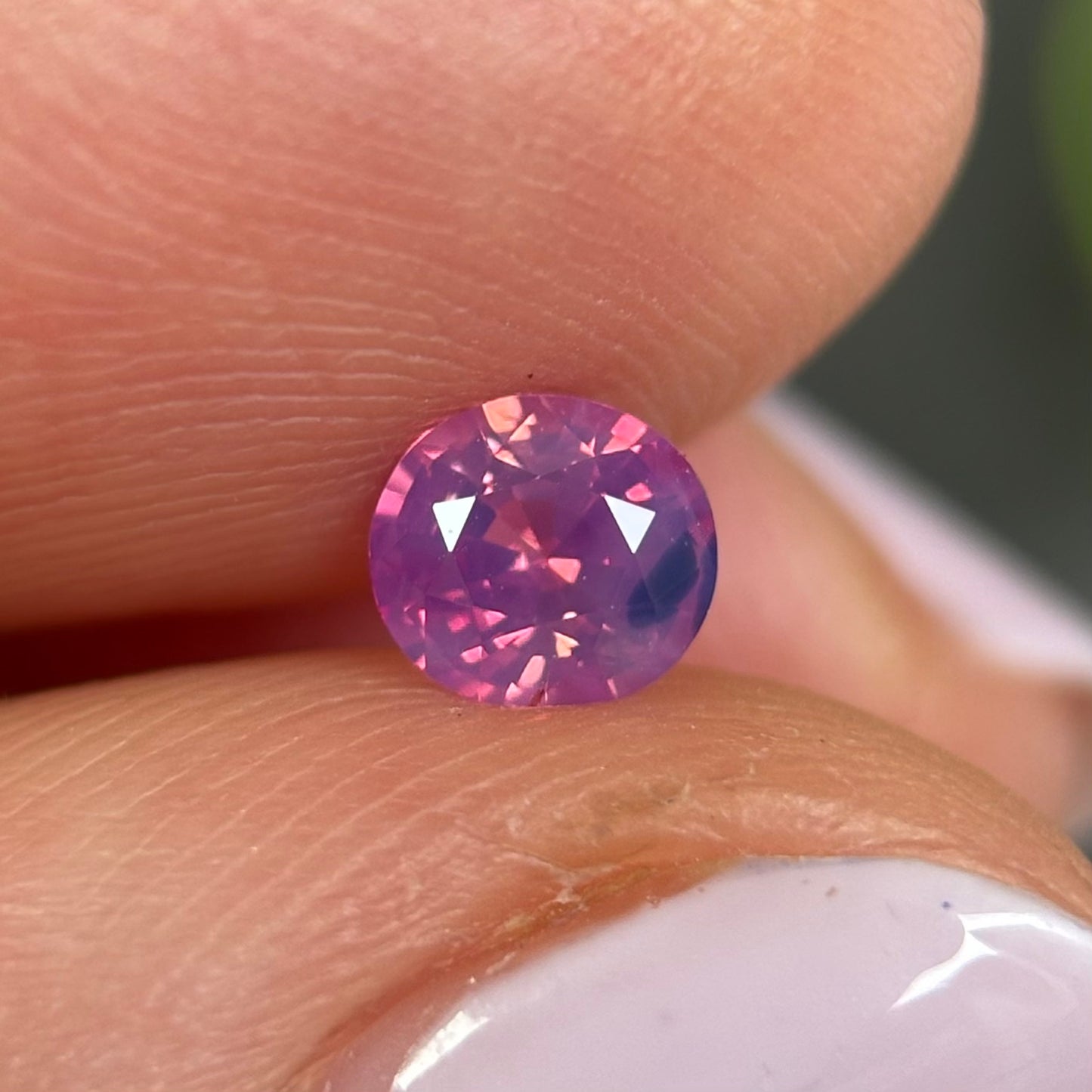 0.55ct Natural Purplish Pink Milky Sapphire Vietnam. Oval Shape. No Treatment.