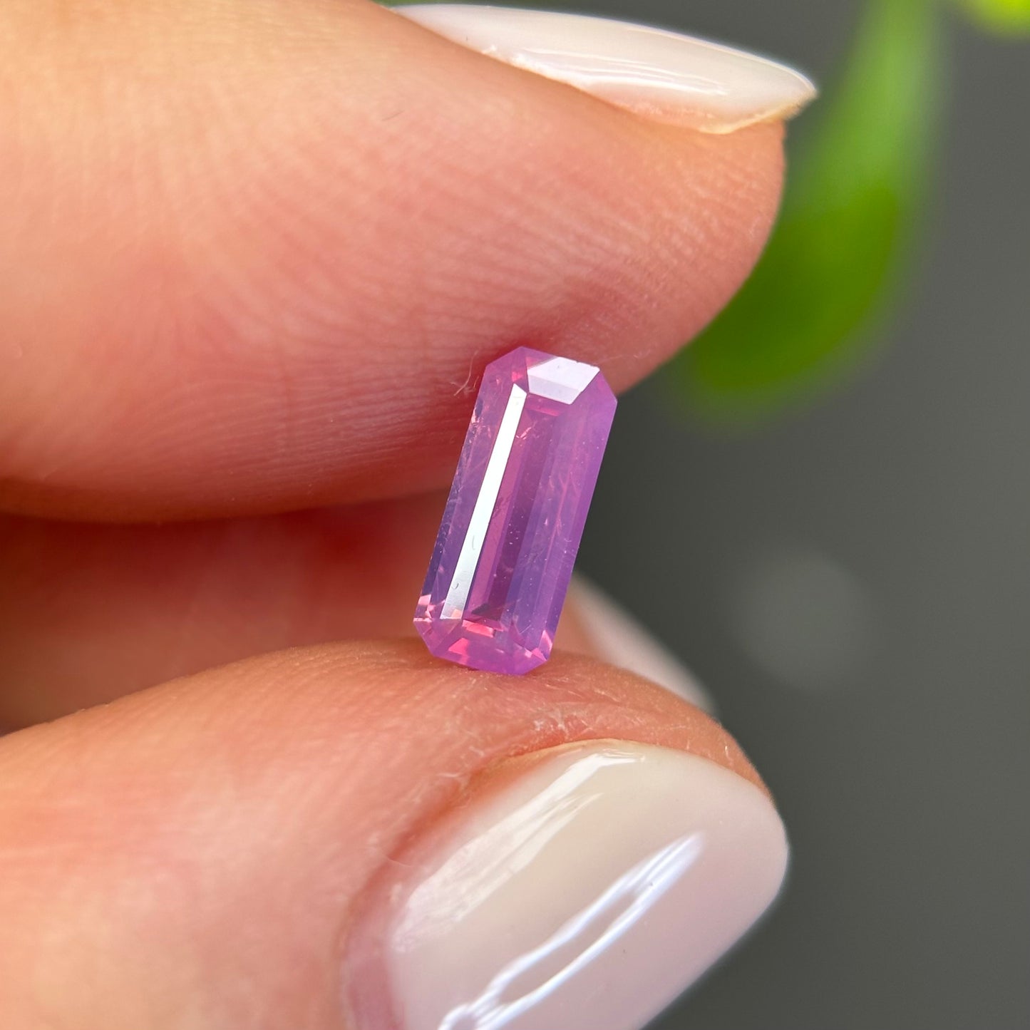 0.64 ct Natural Pink Milky Sapphire Vietnam. Emeral Shape. No Treatment.