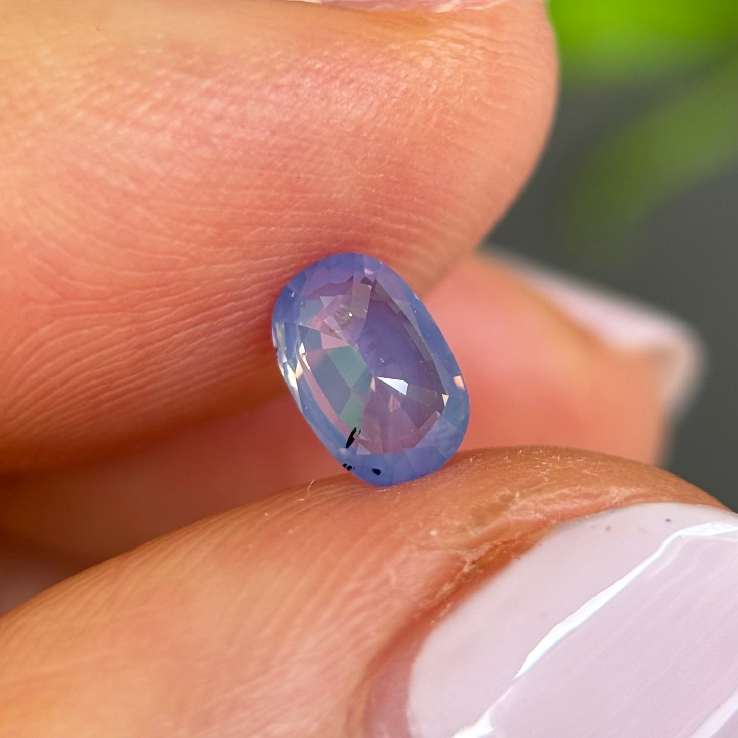 0.72ct Natural Purple - Blue Milky Sapphire Vietnam. Cushion Shape. No Treatment.