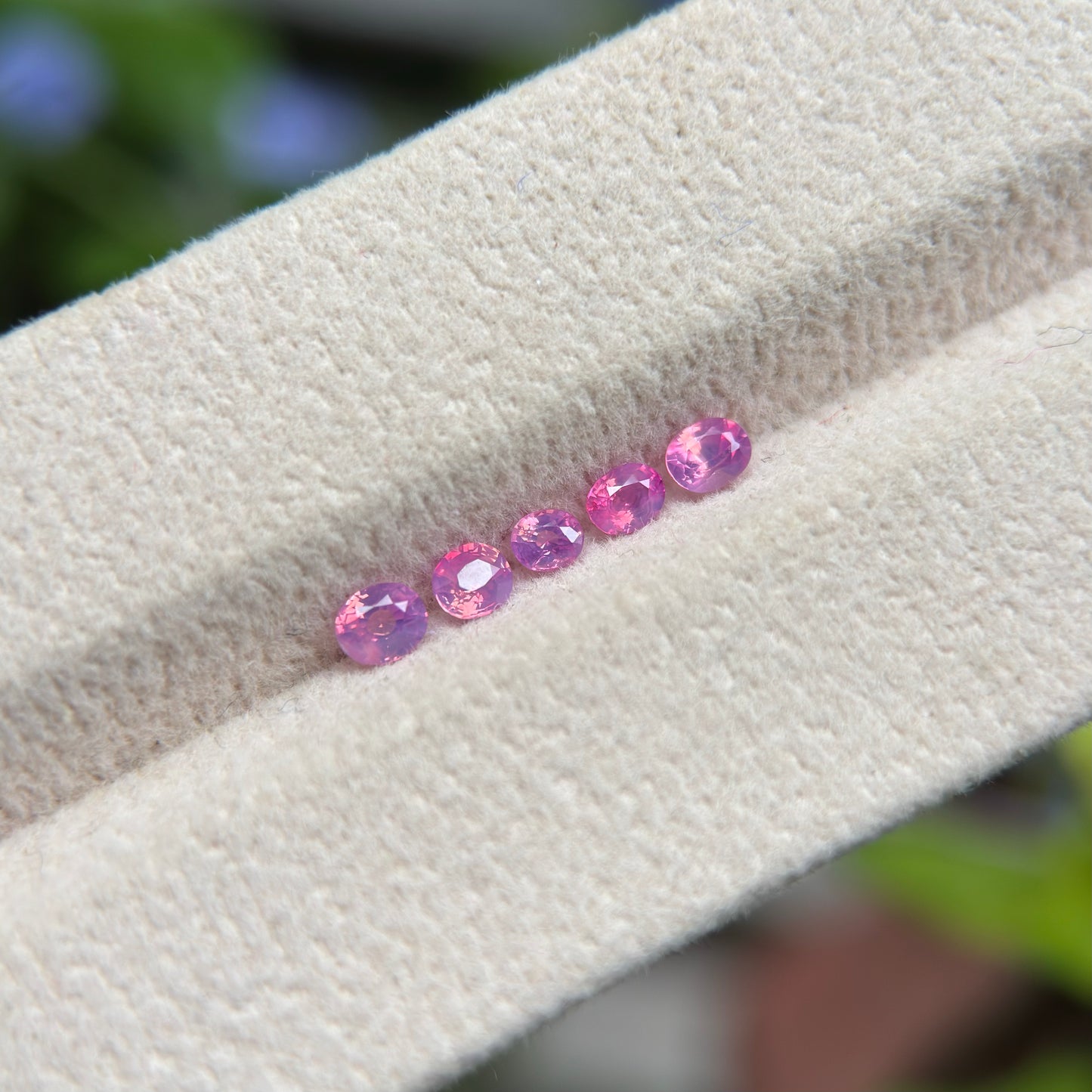 0.78 ct / 5Pcs Natural Pink  Milky Sapphire Viet Nam. Cushion Shape. No treatment.