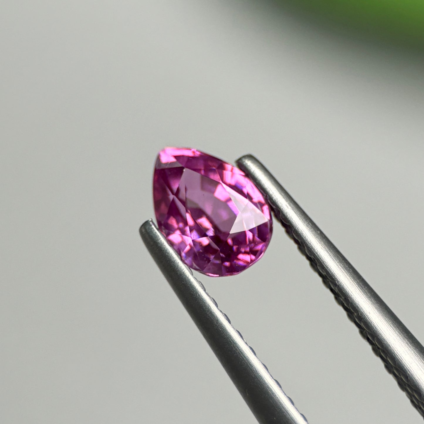0.78 ct Natural Pinkish Purple Sapphire Vietnam. Pear Shape.