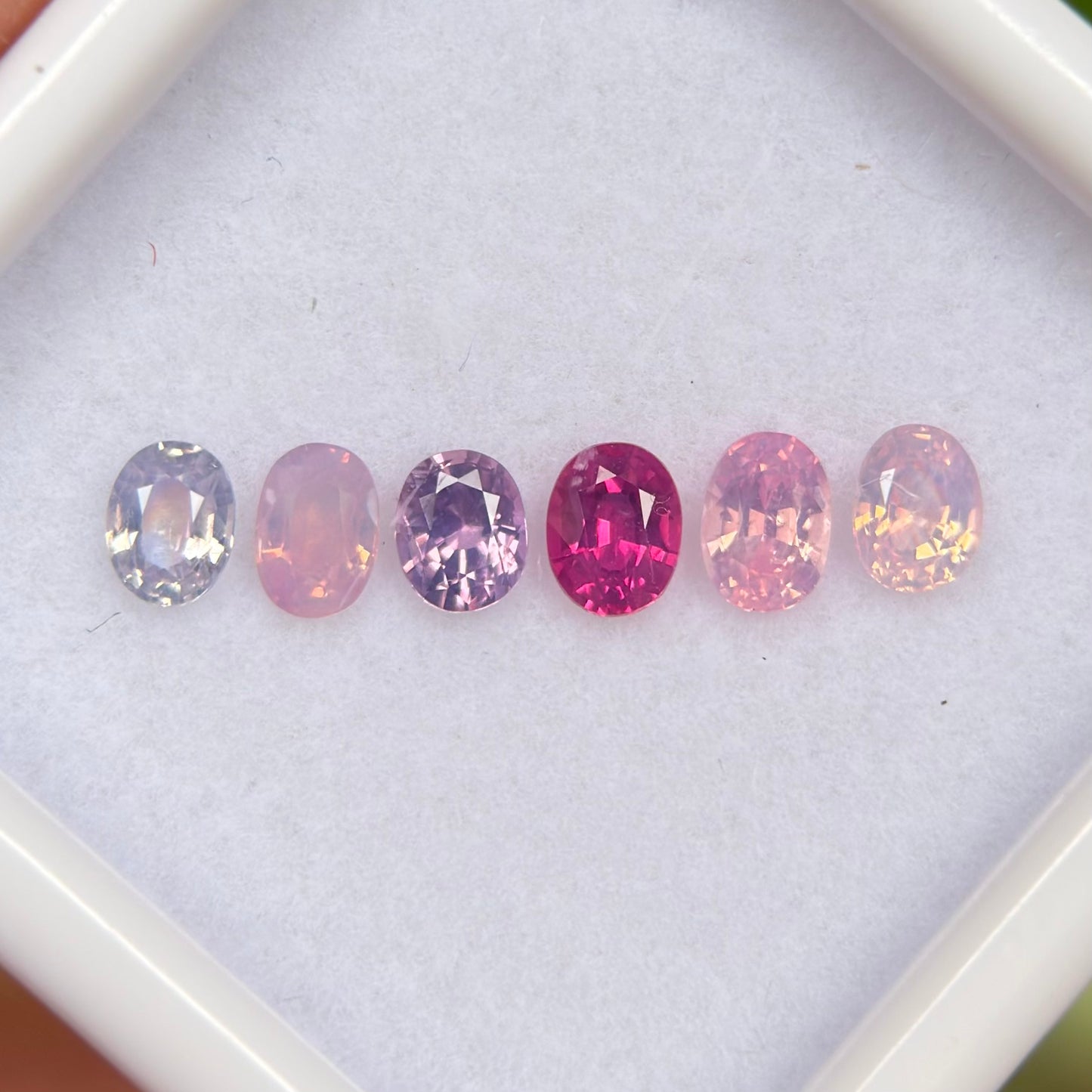 0.95ct/6Pcs Natural Mix Color Milky Sapphire Vietnam. Oval Shape.