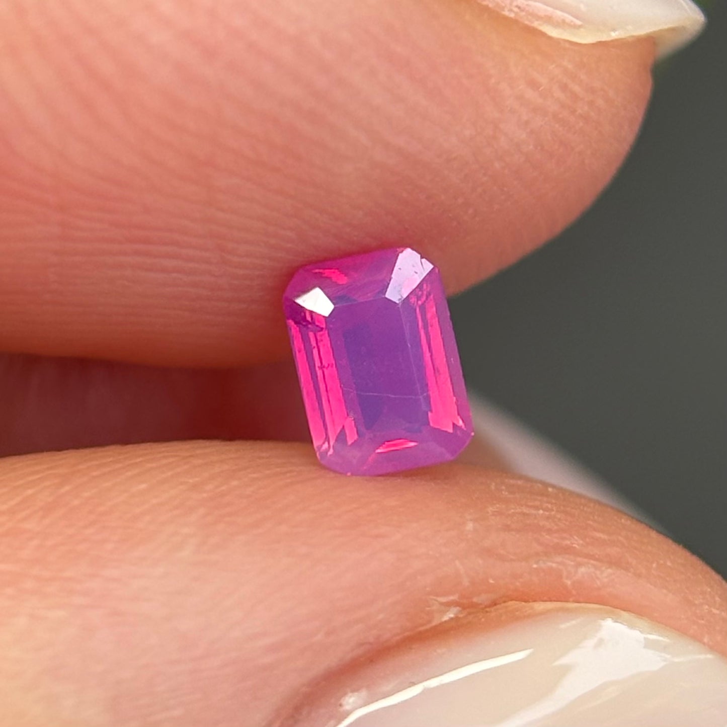 0.39 ct Natural Pink Milky Sapphire Vietnam. Emerald Shape. No Treatment.