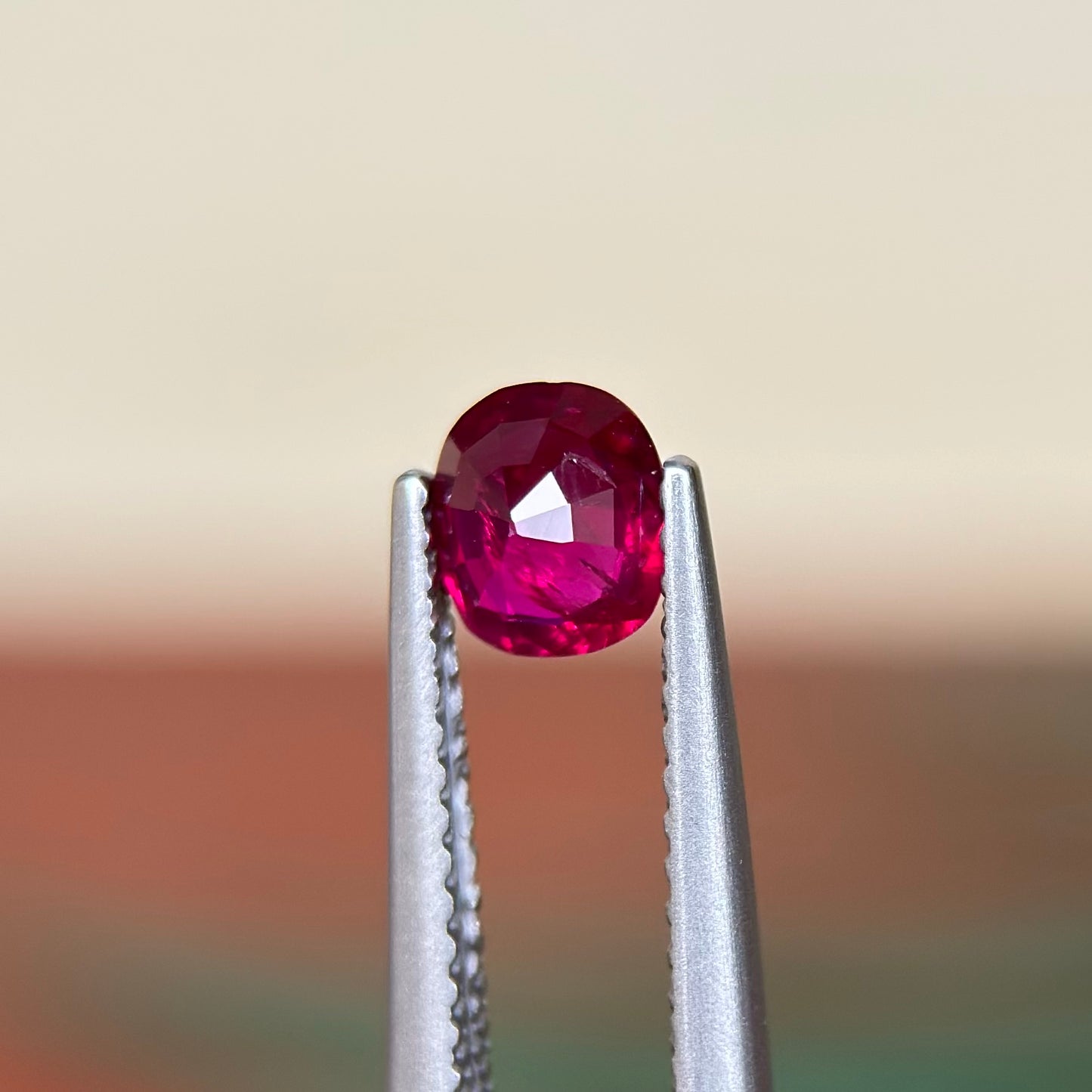 0.65 ct Natural Ruby Pigeon Blood Viet Nam. Cushion Shape. No treatment.
