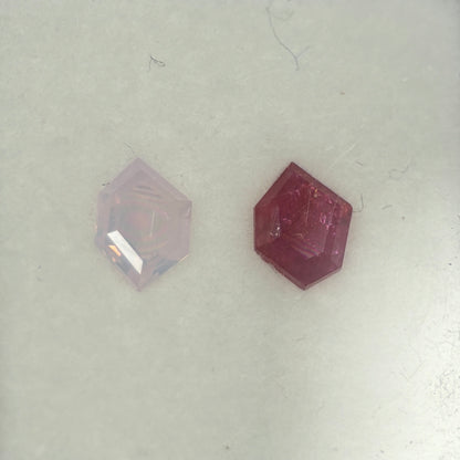 0,87ct/ 2Pcs Natural Ruby & Sapphire Viet Nam. Freeform. No Treatment Ruby, Sapphire Luc Yen.