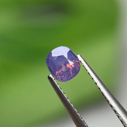 0.65 ct Natural Pinkish Purple Milky Sapphire Vietnam. Cushion Shape. No Treatment.
