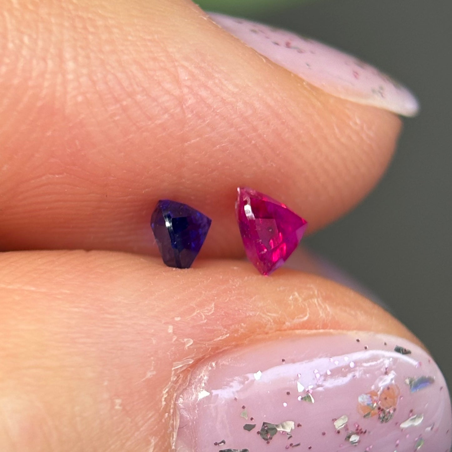 0.22 & 0.34 ct Natural Blue and Pink Milky Sapphire Vietnam.