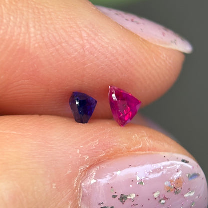 0.22 & 0.34 ct Natural Blue and Pink Milky Sapphire Vietnam.