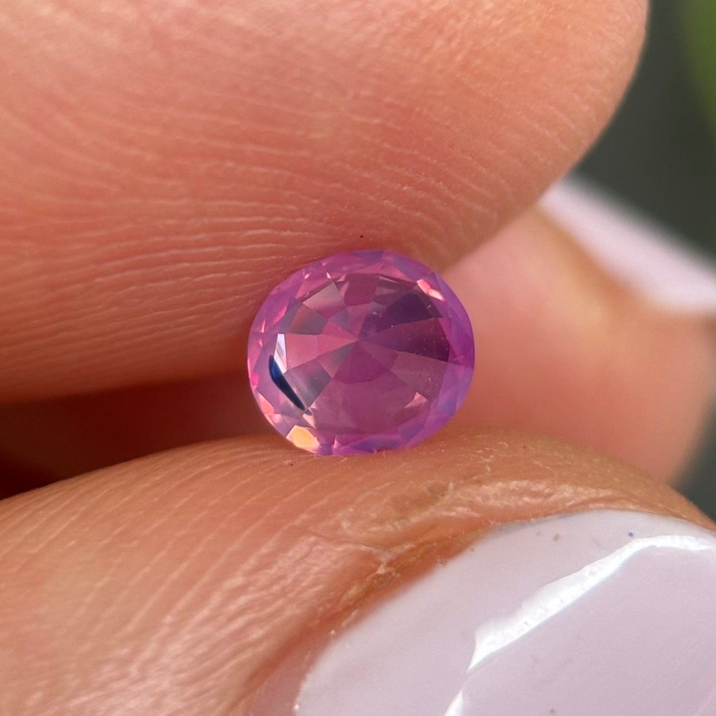 0.55ct Natural Purplish Pink Milky Sapphire Vietnam. Oval Shape. No Treatment.