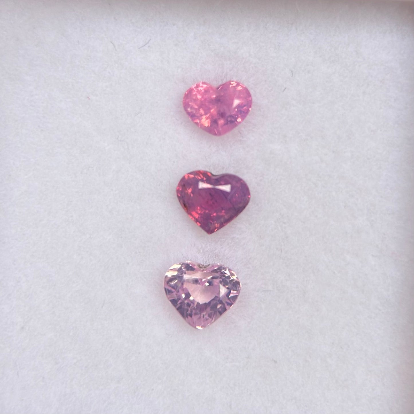 0.83ct/3Pcs Natural Pink Milky Sapphire Vietnam. Heart Shape.