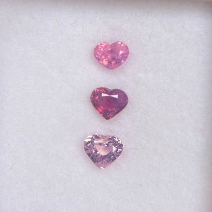 0.83ct/3Pcs Natural Pink Milky Sapphire Vietnam. Heart Shape.
