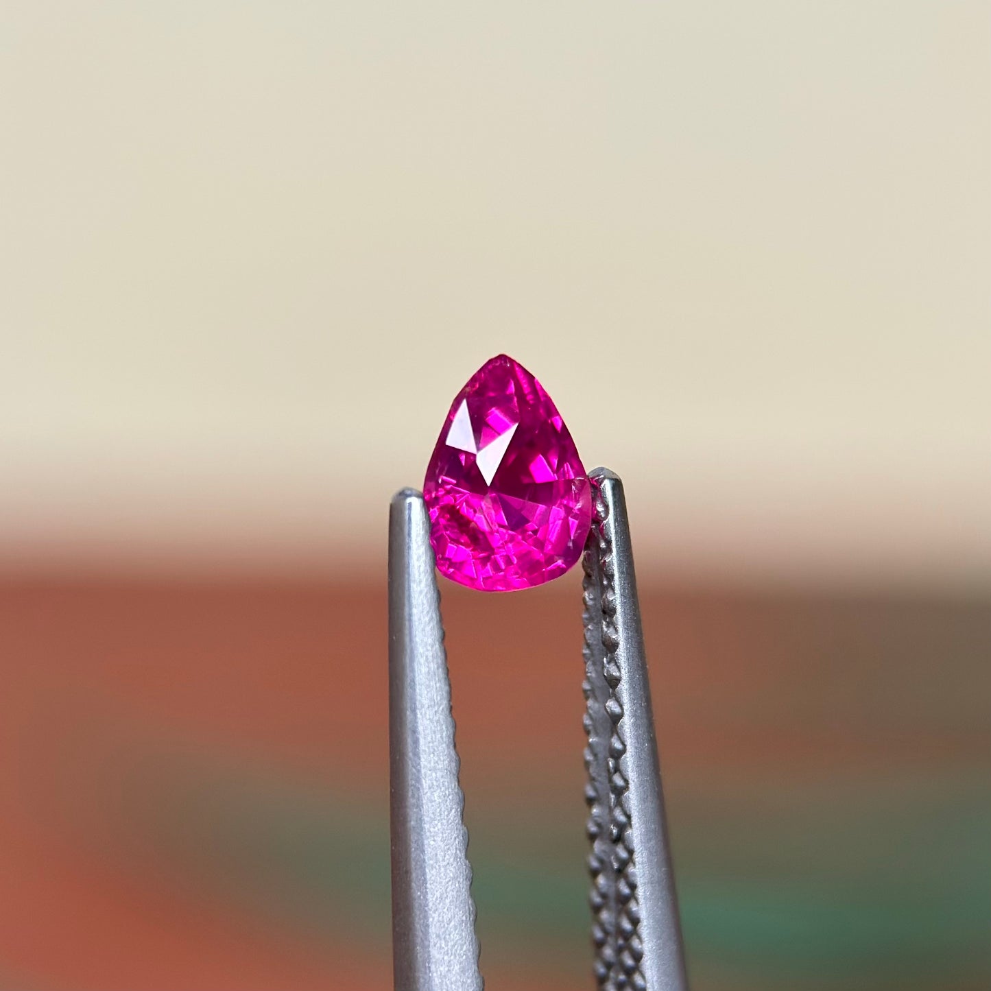 0.54 ct Natural Ruby Viet Nam. Pear Shape. No treatment.