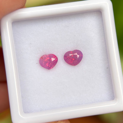1.06ct/2Pcs Natural Pink Milky Sapphire Vietnam. Heart Shape.