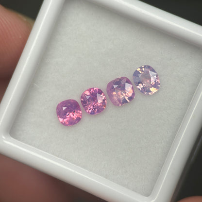 1,1ct/ 4Pcs Natural Milky Sapphire Vietnam. Cushion shape. No Treatment Milky Sapphire Luc Yen.