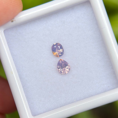 0.4 ct / 2Pcs Natural Purple  Milky Sapphire Viet Nam. Cushion & Pear Shape. No treatment.