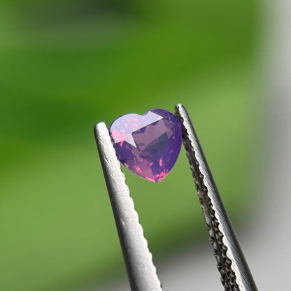 0.48 ct Natural Pinkish Purple Milky Sapphire Vietnam. Heart Shape. No Treatment.