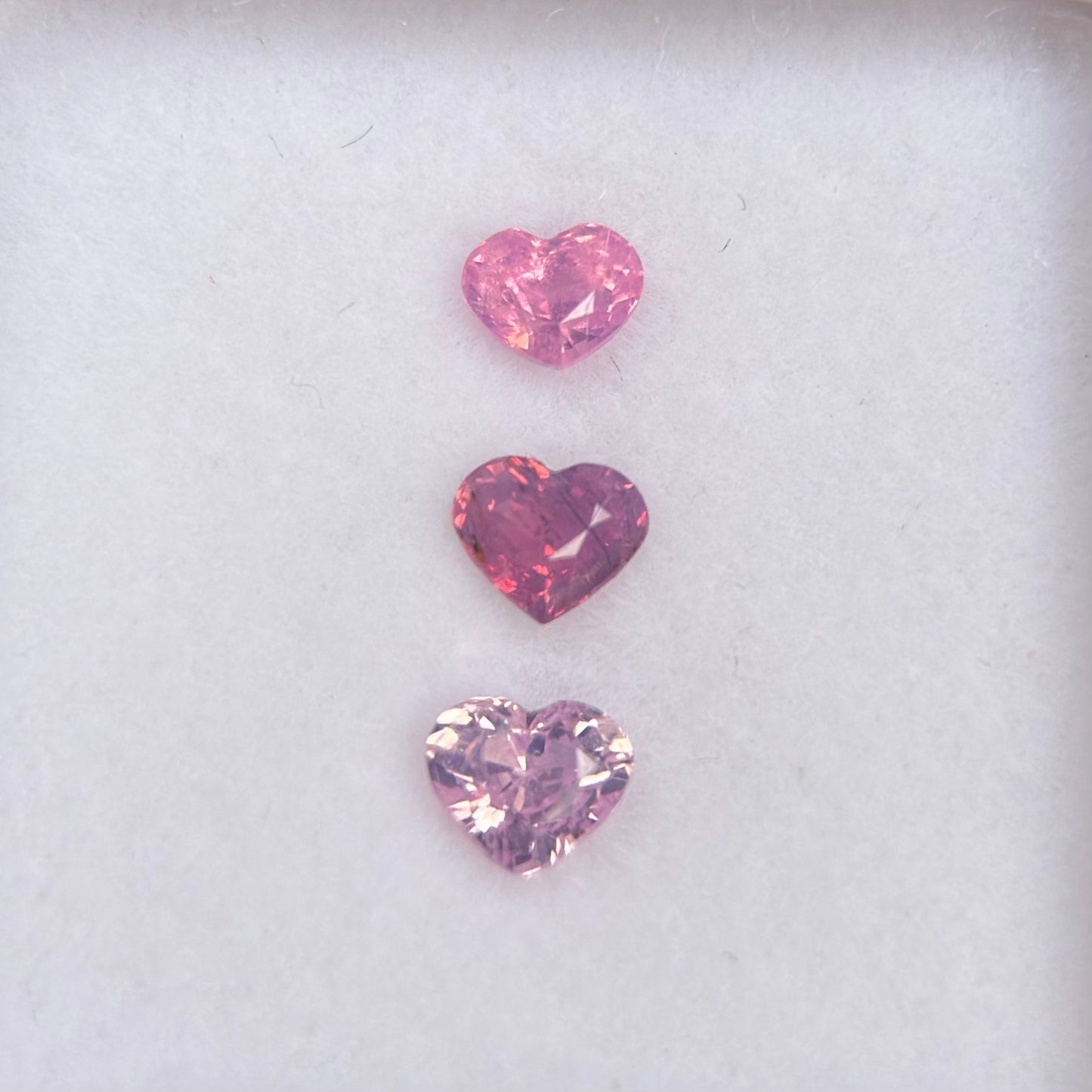 0.83ct/3Pcs Natural Pink Milky Sapphire Vietnam. Heart Shape.