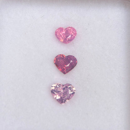 0.83ct/3Pcs Natural Pink Milky Sapphire Vietnam. Heart Shape.