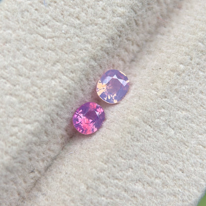 0.56 ct / 2Pcs Natural Pink  Milky Sapphire Viet Nam. Cushion Shape. No treatment.