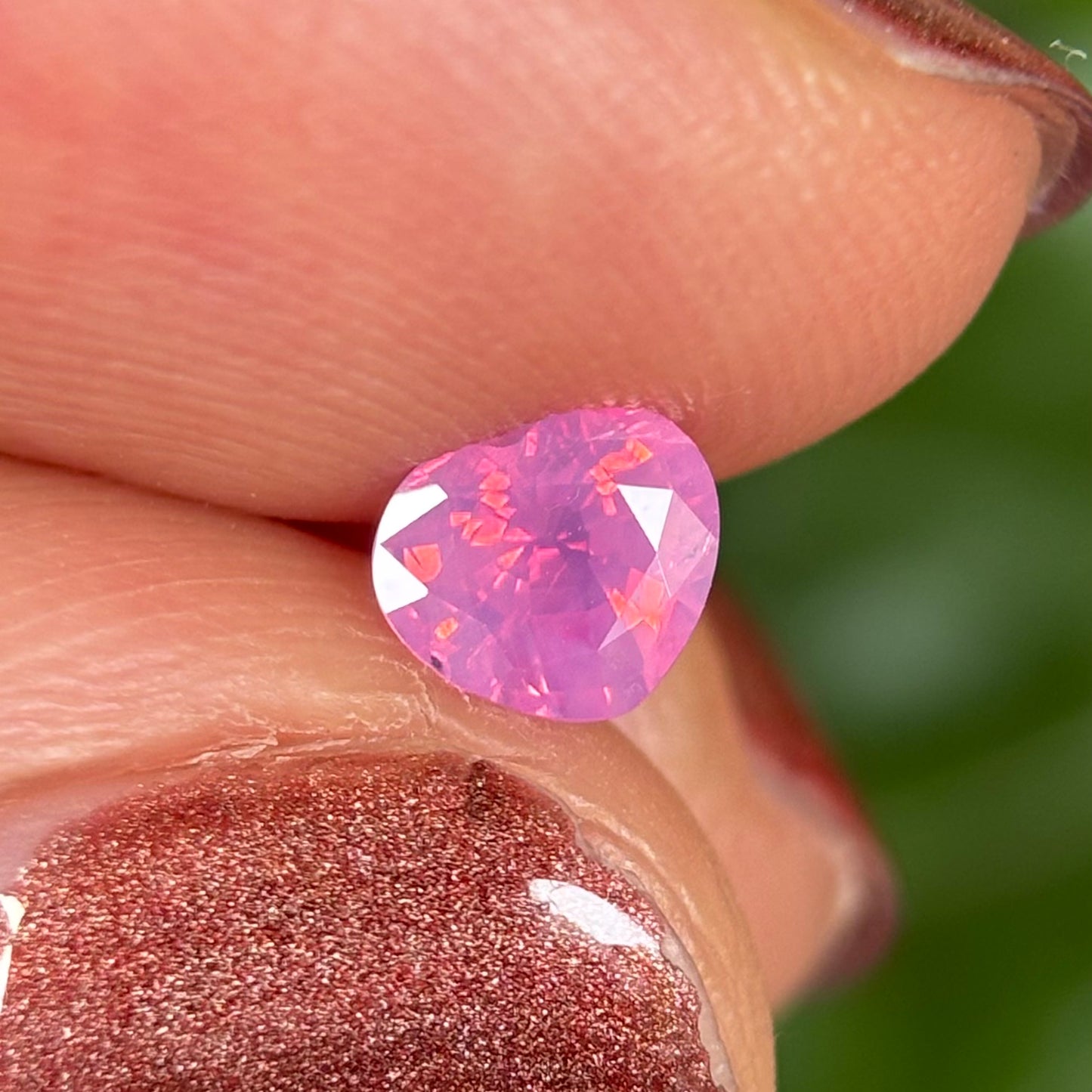 0.60 ct Natural Pink Milky Sapphire Vietnam. Heart Shape. No Treatment.
