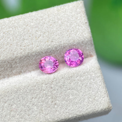 1.46 ct/ 2Pcs Natural Pink Milky Sapphire Vietnam. Cushion Shape. No Treatment.