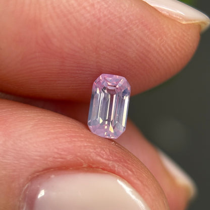 0.62 ct Natural Light Pink Milky Sapphire Vietnam. Emeral Shape. No Treatment.