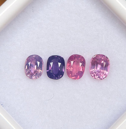 1.06ct/4Pcs Natural Mix Color Milky Sapphire Vietnam. Cushion Shape.