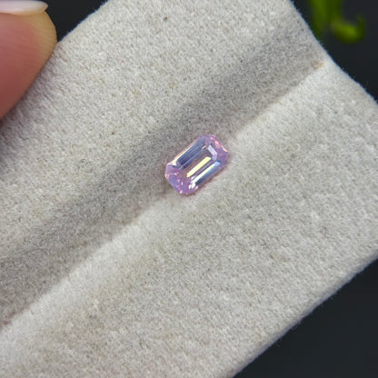 0.62 ct Natural Light Pink Milky Sapphire Vietnam. Emeral Shape. No Treatment.