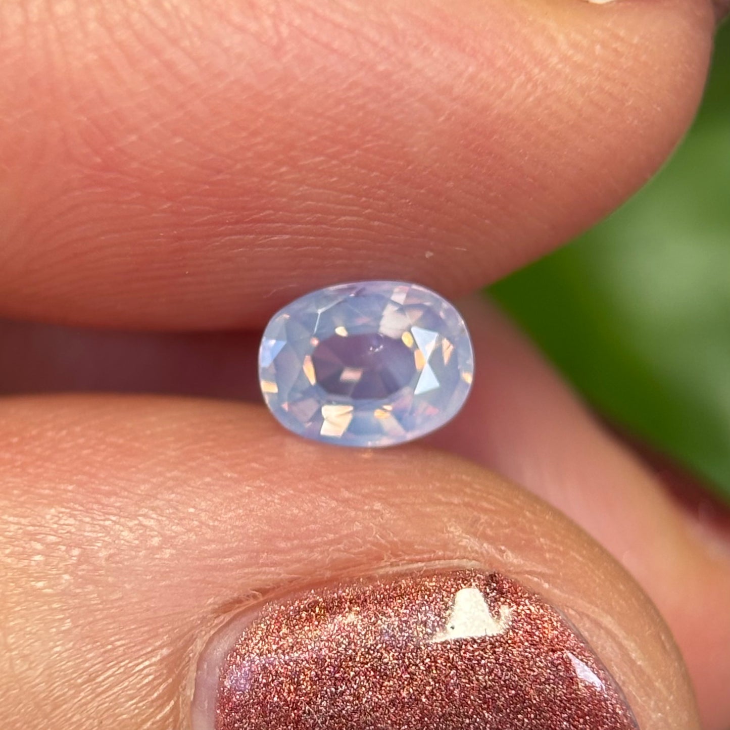 0.55 ct Natural White Milky Sapphire Vietnam. Oval Shape. No Treatment.