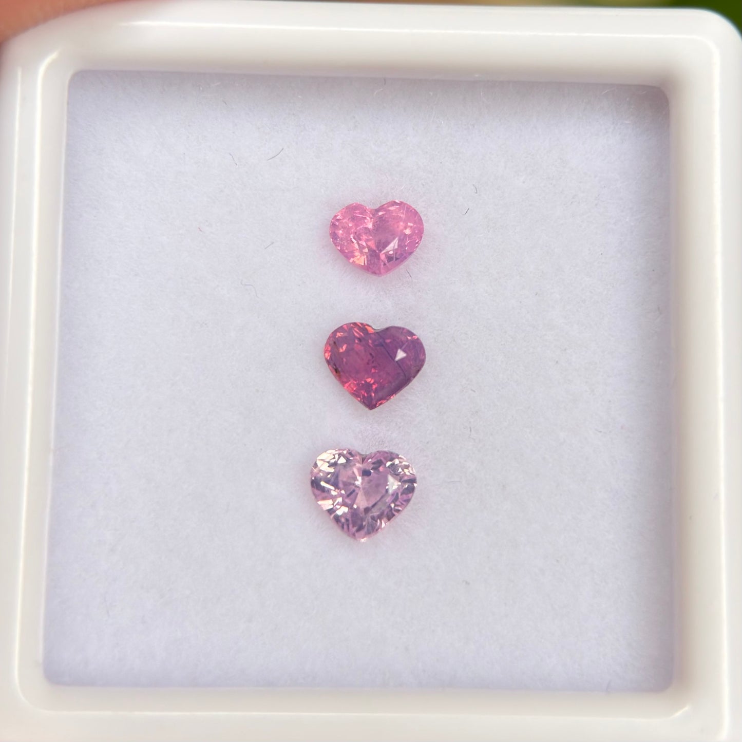 0.83ct/3Pcs Natural Pink Milky Sapphire Vietnam. Heart Shape.